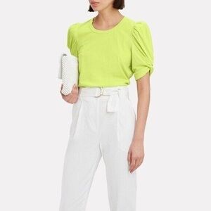 A.L.C. Kati Puff Sleeve T-Shirt Blouse Top Small cotton lime colorful short